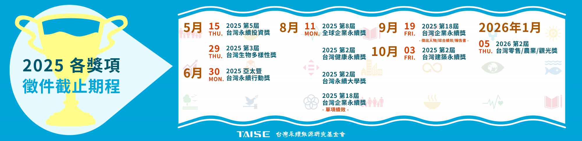 2025各獎項 徵件截止時程公告